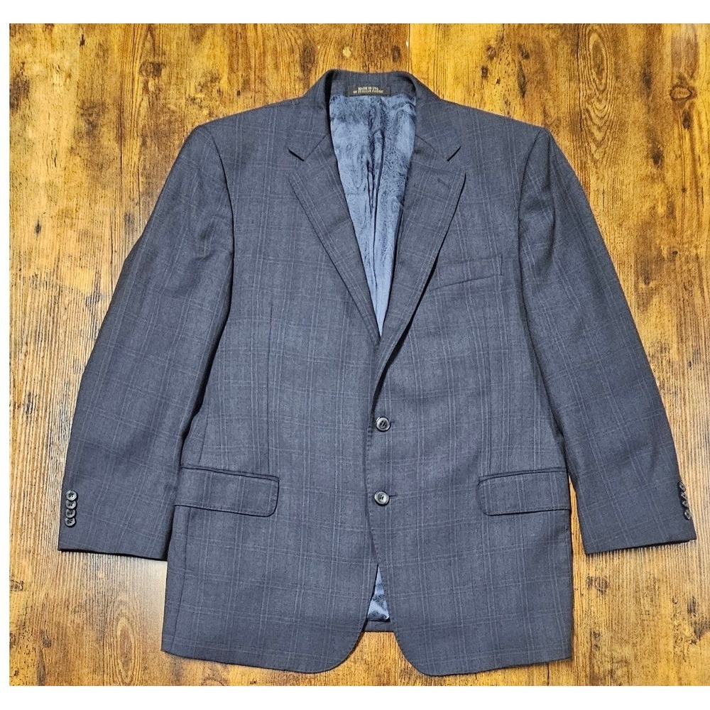 Jos. A. Bank Reserve 43R Charcoal Grey Plaid Angelica Fabric Blazer Sport Coat